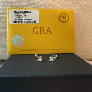 0.8 ctw princess cut Moissanite earrings